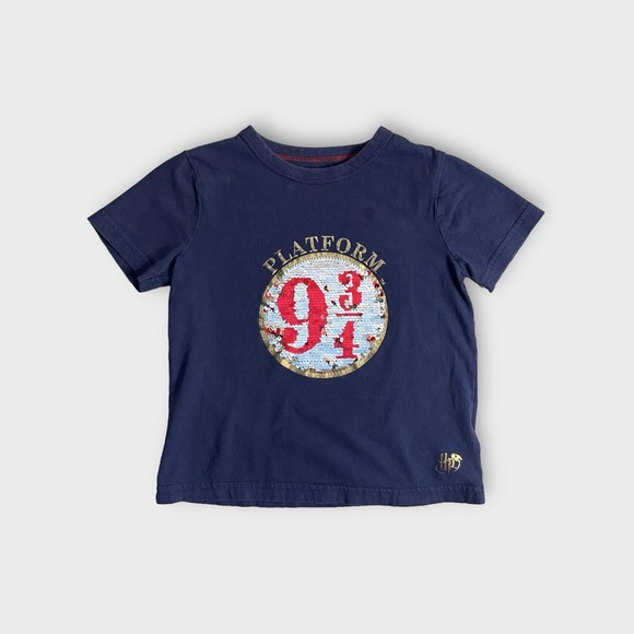 Mini Boden x Harry Potter 9 3/4 Sequin Flip Blue Shirt - Picture 1 of 5